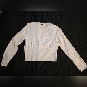 American Eagle Outfitters Light Gray / Cream Cardigan Sweater